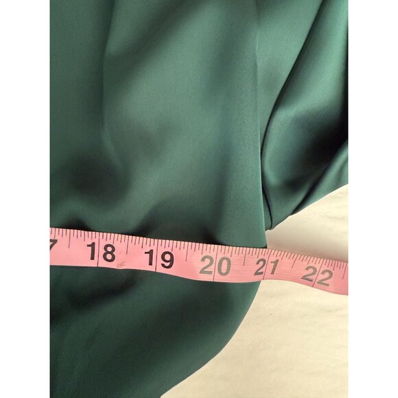 MISA Los Angeles XS Womens Emerald Green Satin Wrap Jacket Blouse Belted - Picture 6 of 11